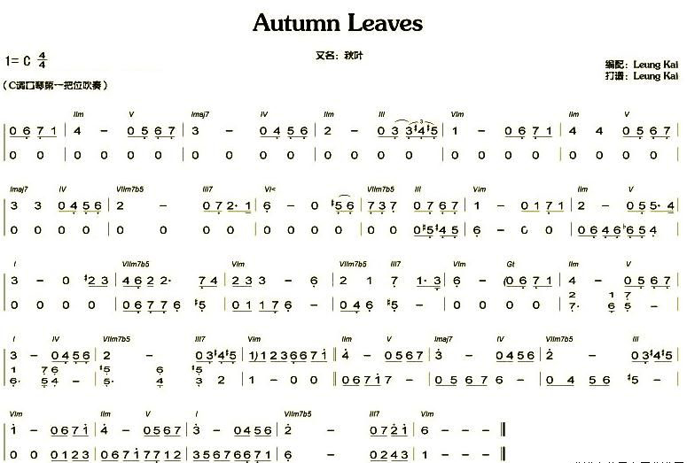 autumn leaves(秋叶) 简谱